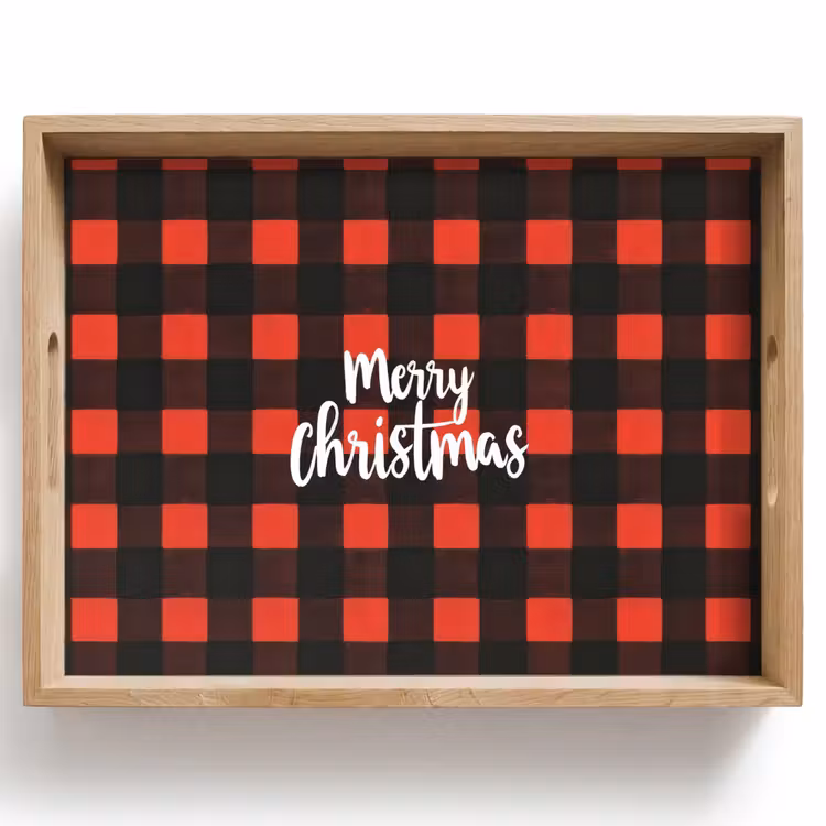 Dienblad - Geruit - Rood - Tekst - Christmas — 1