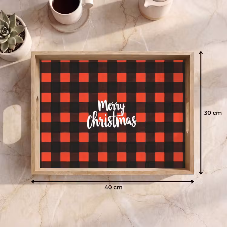 Dienblad - Geruit - Rood - Tekst - Christmas — 9