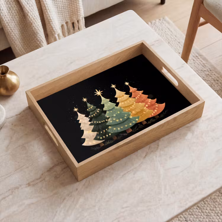 Dienblad - Kerstbomen - Kleurrijk - Lichtjes - Ster — 2