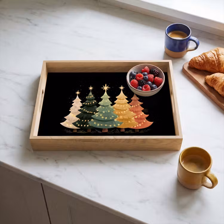 Dienblad - Kerstbomen - Kleurrijk - Lichtjes - Ster — 4