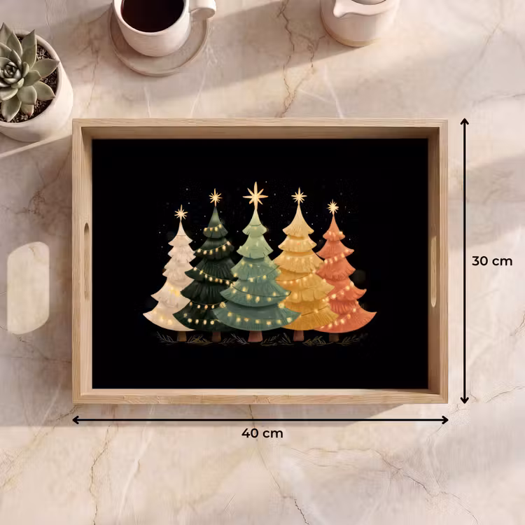 Dienblad - Kerstbomen - Kleurrijk - Lichtjes - Ster — 9