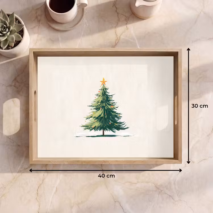 Dienblad - Kerstboom - Illustratie - Ster - Sneeuw — 9