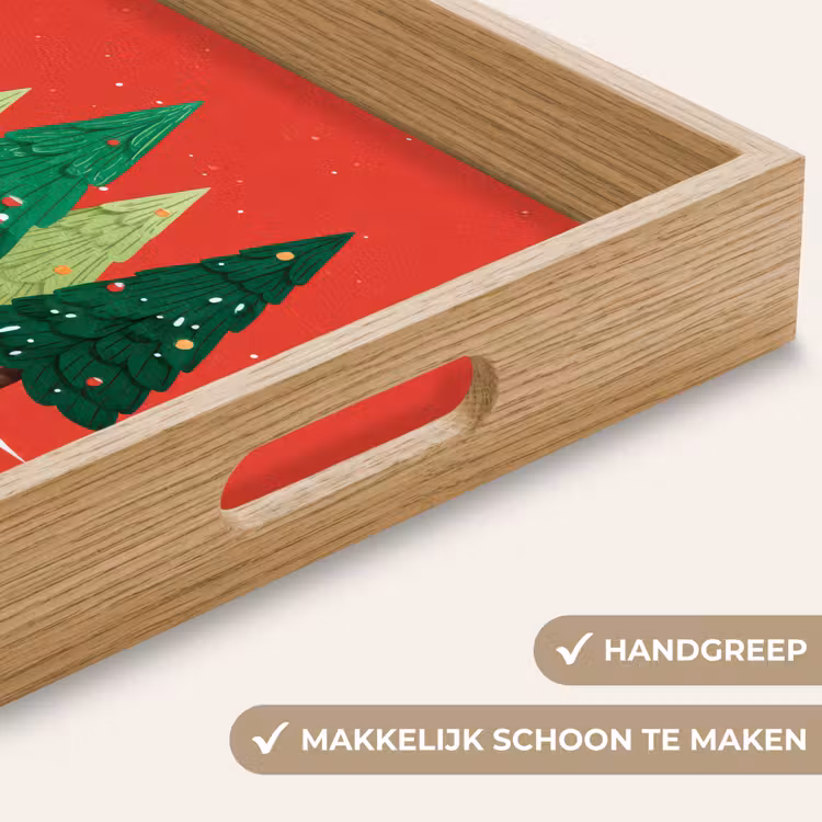 Dienblad - Minimalistisch - Kerstbomen - Rood - Sneeuw — 5