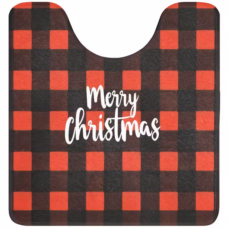 WC Mat - Geruit - Rood - Tekst - Christmas — 1