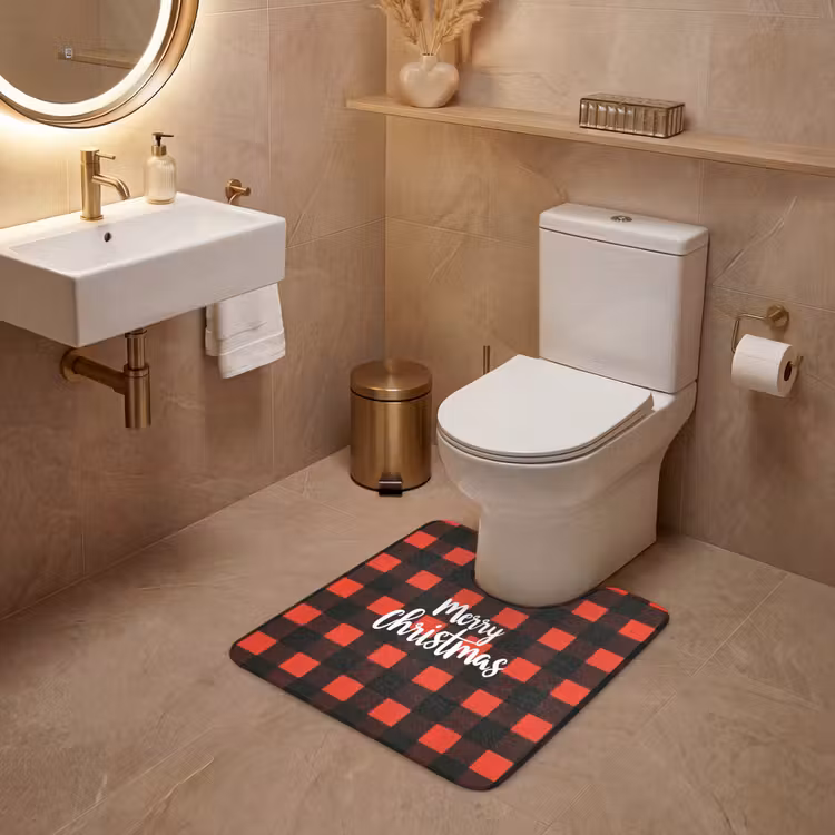 WC Mat - Geruit - Rood - Tekst - Christmas — 3