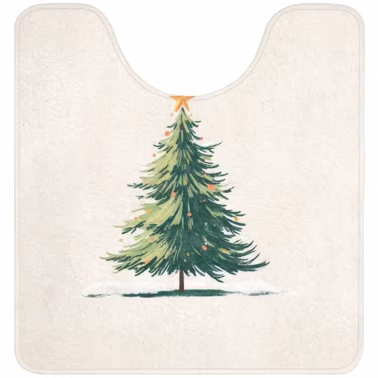 WC Mat - Kerstboom - Illustratie - Ster - Sneeuw — 1