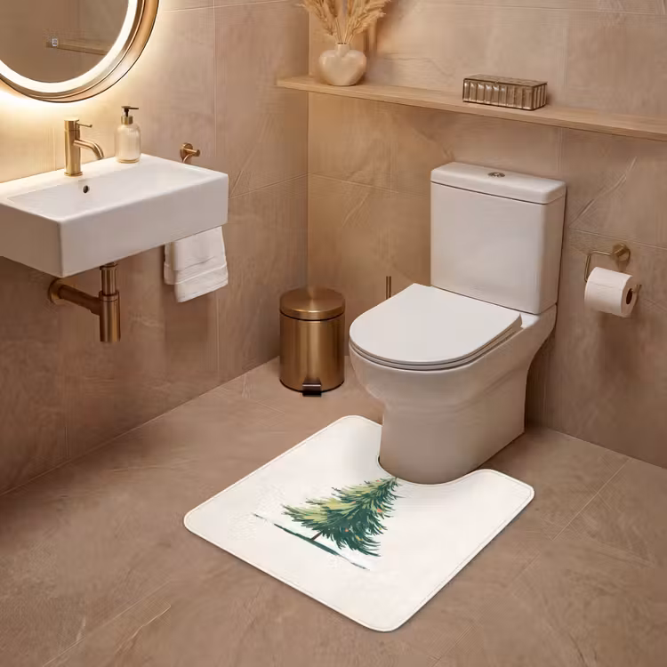 WC Mat - Kerstboom - Illustratie - Ster - Sneeuw — 3