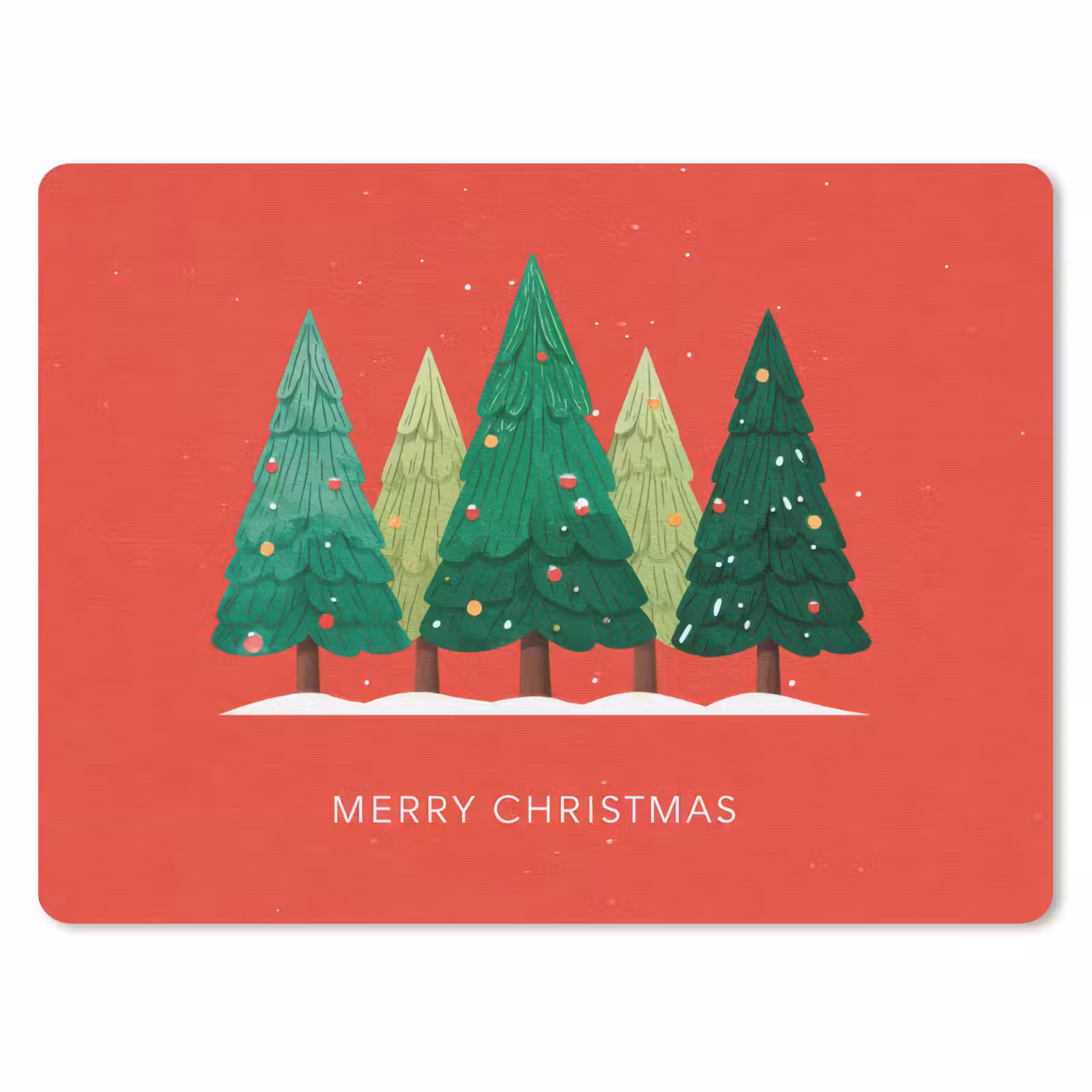 Muismat - Minimalistisch - Kerstbomen - Rood - Sneeuw — 1