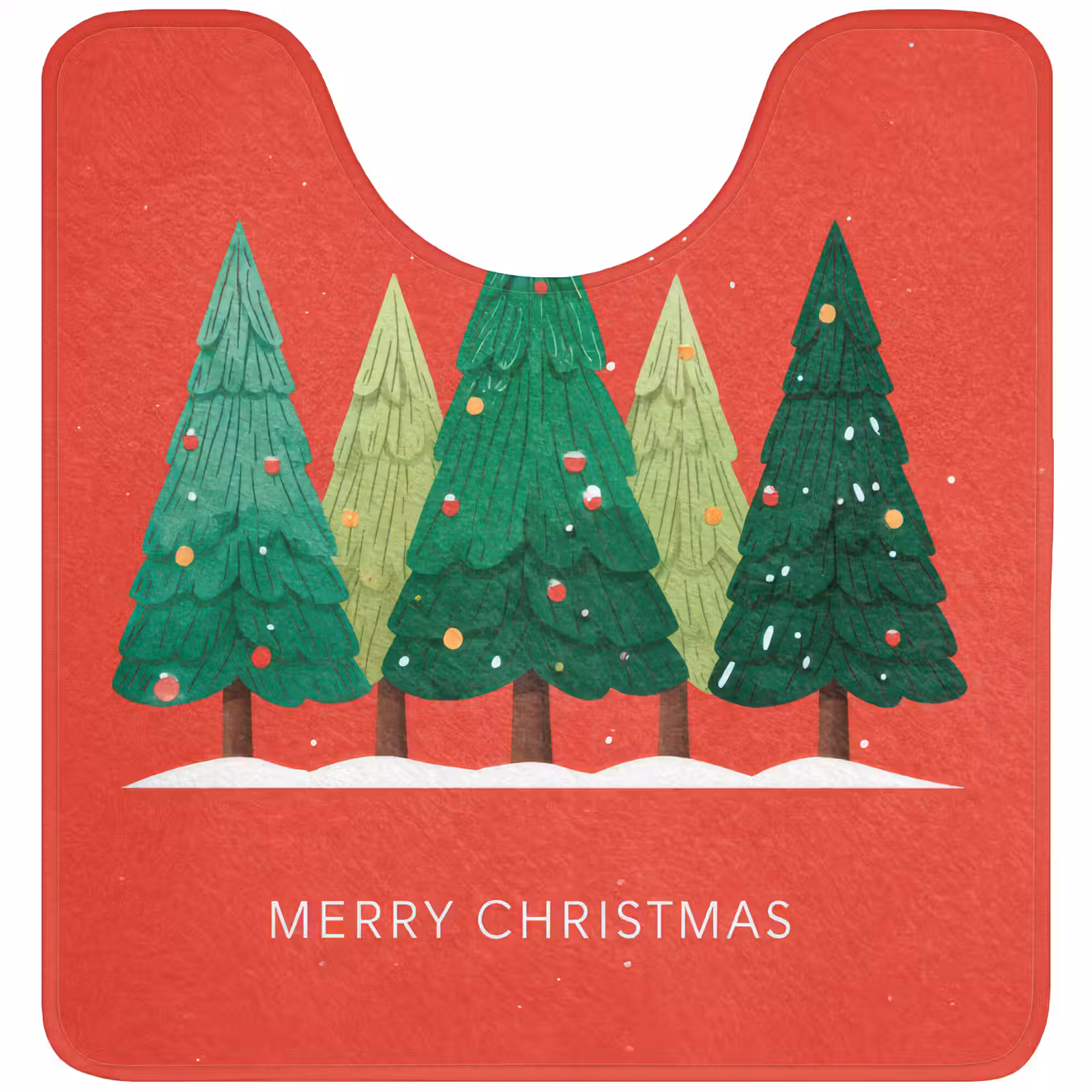 WC Mat - Minimalistisch - Kerstbomen - Rood - Sneeuw — 1