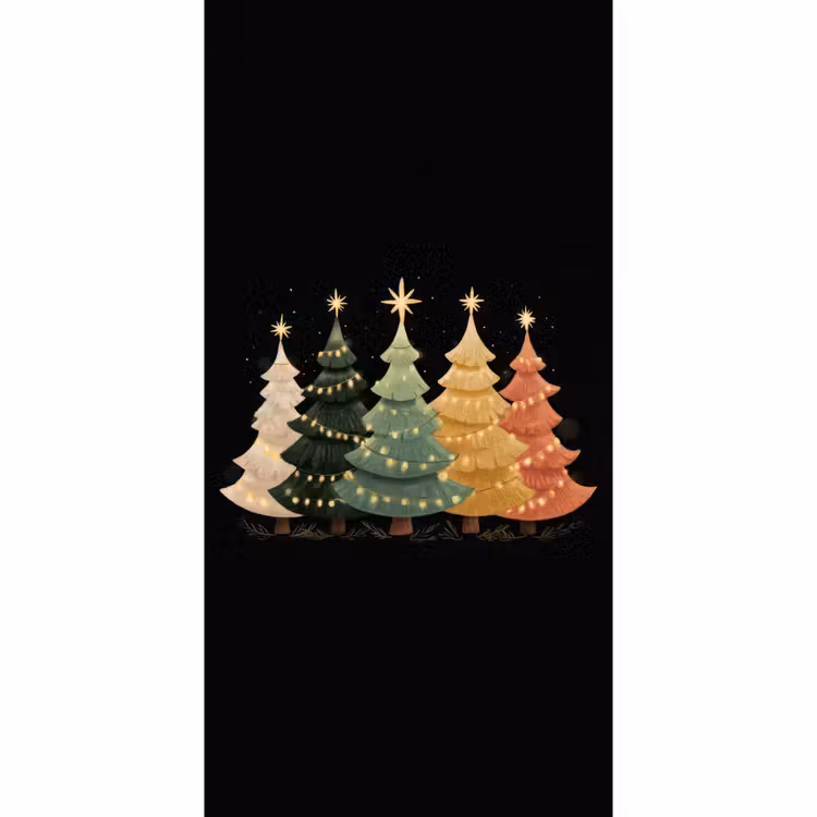 Behang - Kerstbomen - Kleurrijk - Lichtjes - Ster — 2