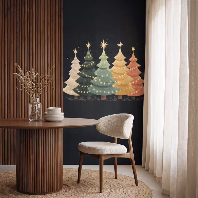 Behang - Kerstbomen - Kleurrijk - Lichtjes - Ster — 4