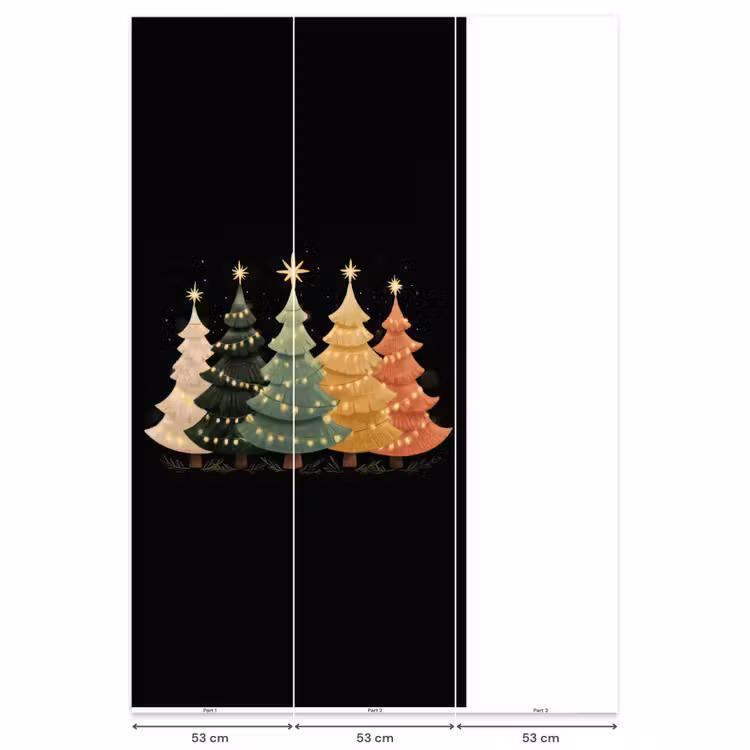 Behang - Kerstbomen - Kleurrijk - Lichtjes - Ster — 6