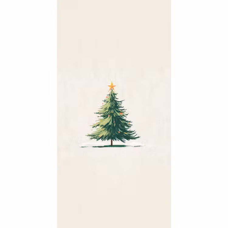 Behang - Kerstboom - Illustratie - Ster - Sneeuw — 2