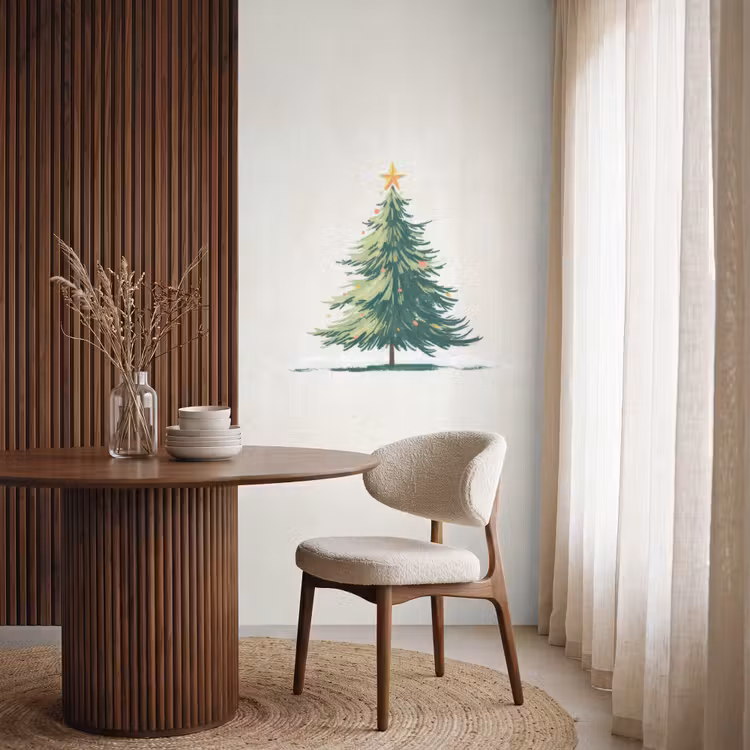 Behang - Kerstboom - Illustratie - Ster - Sneeuw — 4