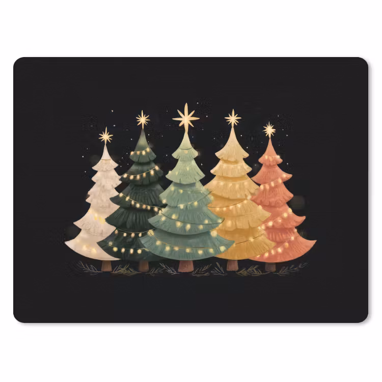 Muismat - Kerstbomen - Kleurrijk - Lichtjes - Ster — 1