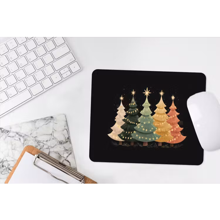 Muismat - Kerstbomen - Kleurrijk - Lichtjes - Ster — 2