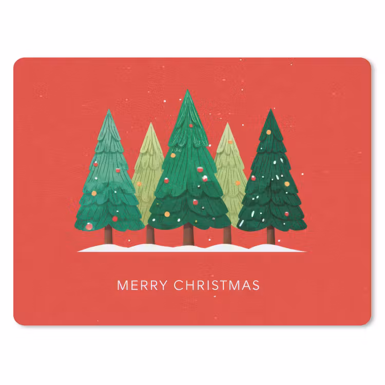 Muismat - Minimalistisch - Kerstbomen - Rood - Sneeuw — 1