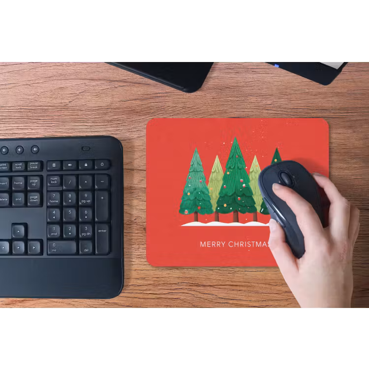 Muismat - Minimalistisch - Kerstbomen - Rood - Sneeuw — 3