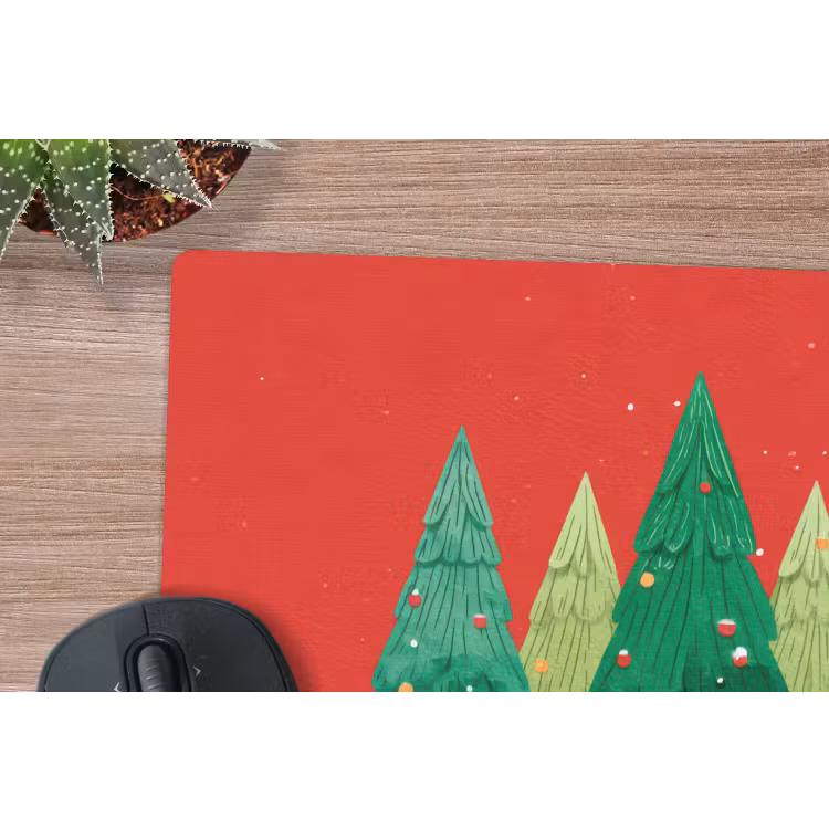 Muismat - Minimalistisch - Kerstbomen - Rood - Sneeuw — 4