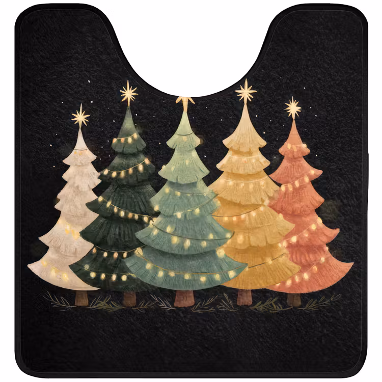 WC Mat - Kerstbomen - Kleurrijk - Lichtjes - Ster — 1