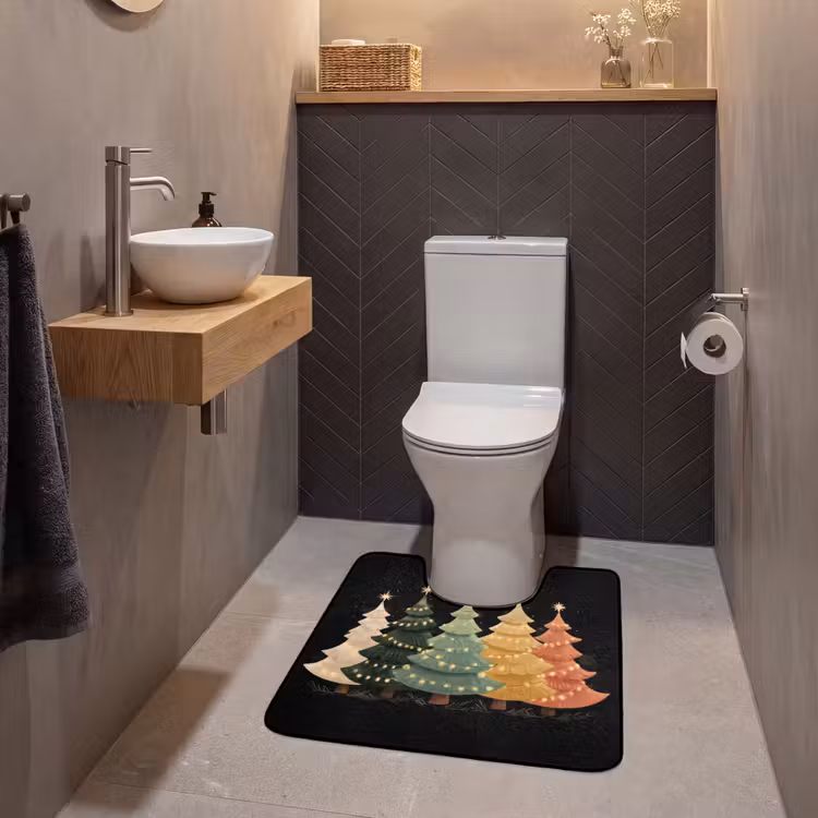 WC Mat - Kerstbomen - Kleurrijk - Lichtjes - Ster — 2
