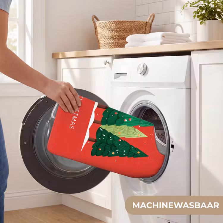 WC Mat - Minimalistisch - Kerstbomen - Rood - Sneeuw — 6