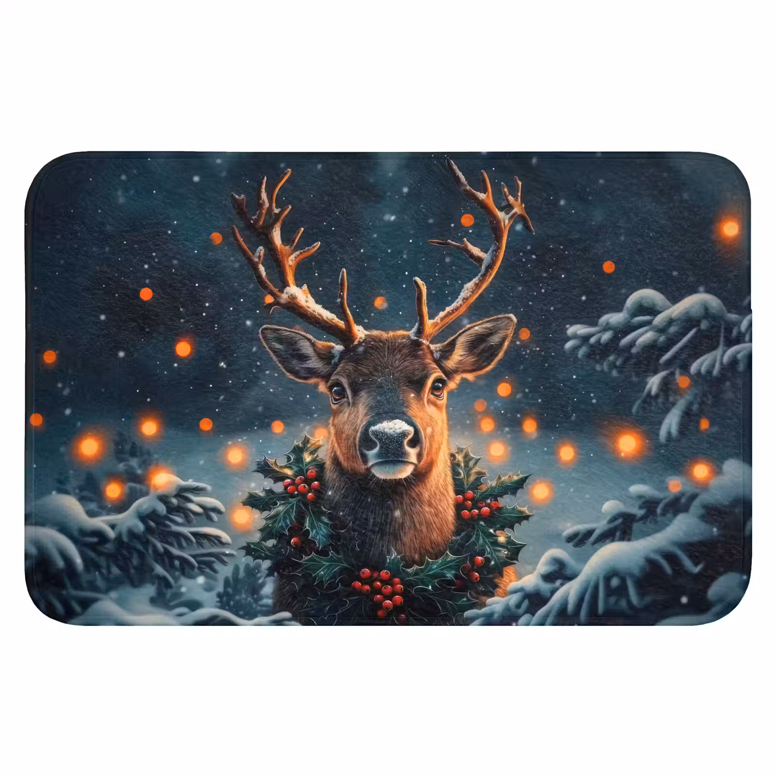 Badmat - Hert - Kerst - Winter - Sneeuw - Kerstkrans — 1