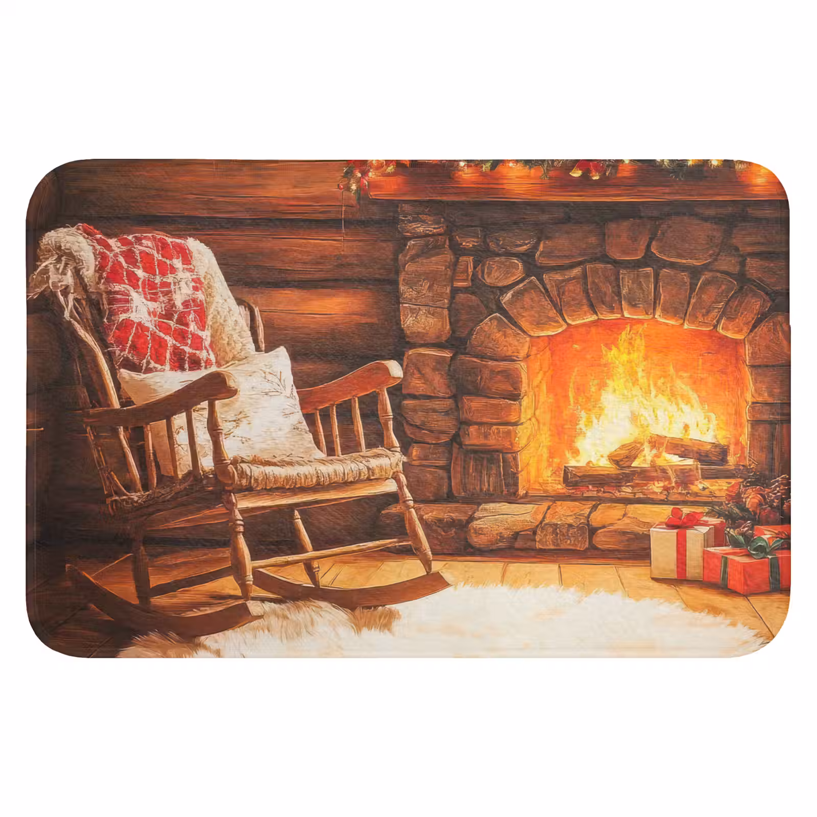 Badmat - Winter - Kerst - Huis - Openhaard — 1