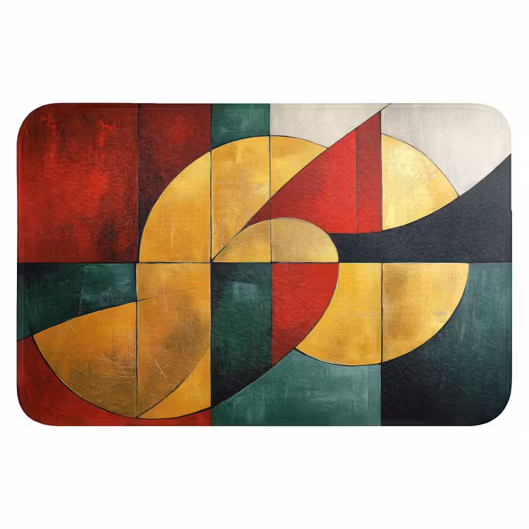 Badmat - Abstract - Kerst - Goud - Rood - Groen — 1