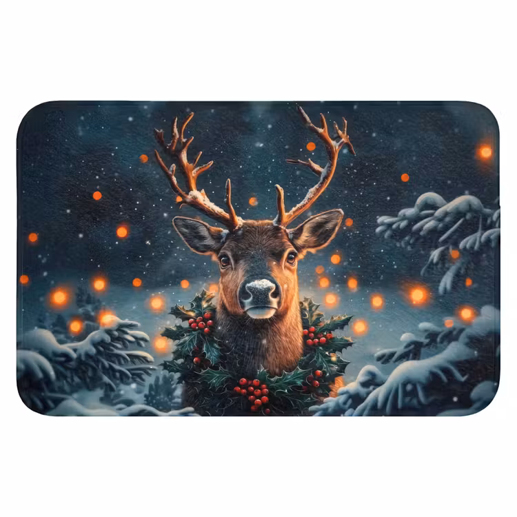 Badmat - Hert - Kerst - Winter - Sneeuw - Kerstkrans — 1
