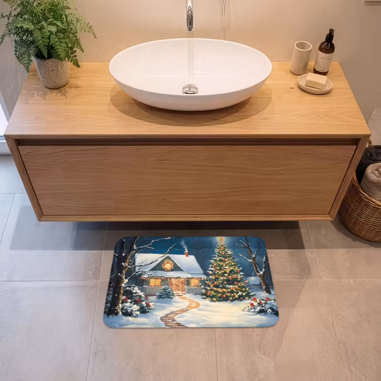 Badmat - Kerst - Kerstboom - Winter - Huis - Sneeuw — 2