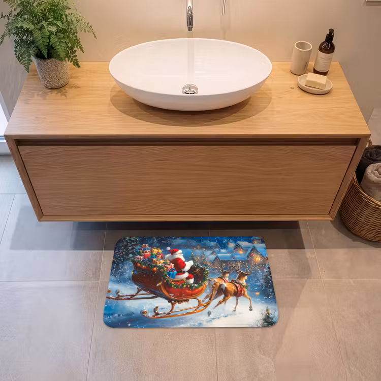 Badmat - Kerstman - Rendier - Kerst - Sneeuw — 2