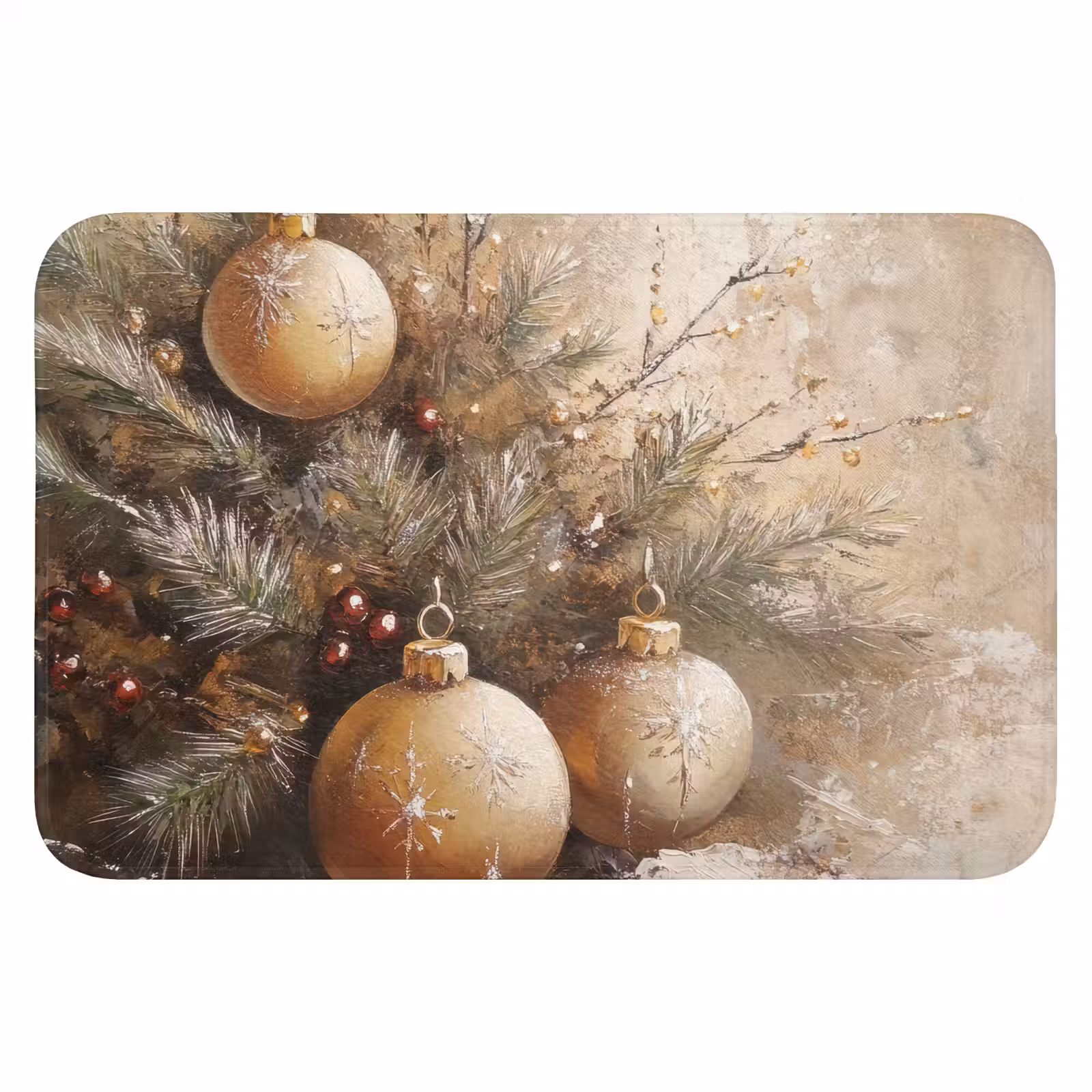 Badmat - Kerst - Kerstballen - Beige - Goud — 1