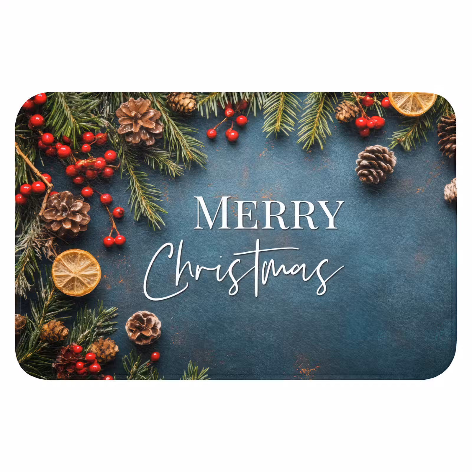 Badmat - Merry Christmas - Blauw - Kerst - Winter — 1