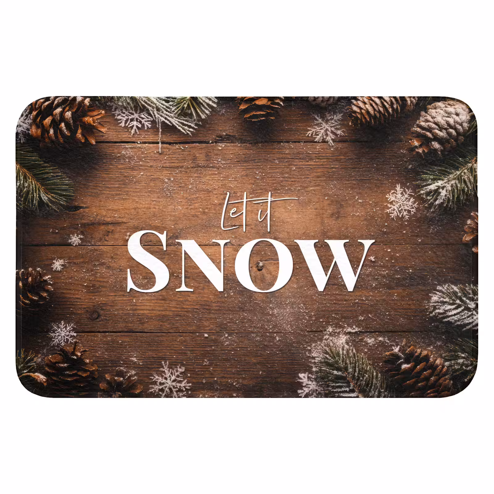 Badmat - Sneeuw - Houtlook - Quote - Let it snow — 1