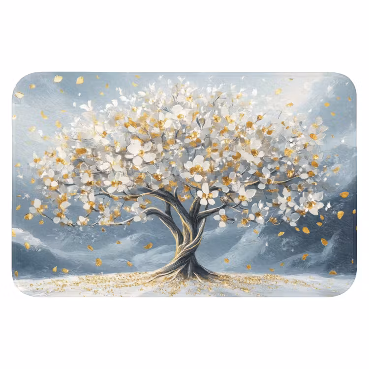 Badmat - Boom - Winter - Levensboom - Modern - Goud — 1