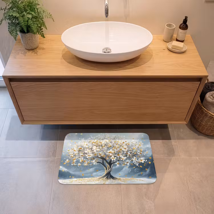 Badmat - Boom - Winter - Levensboom - Modern - Goud — 2