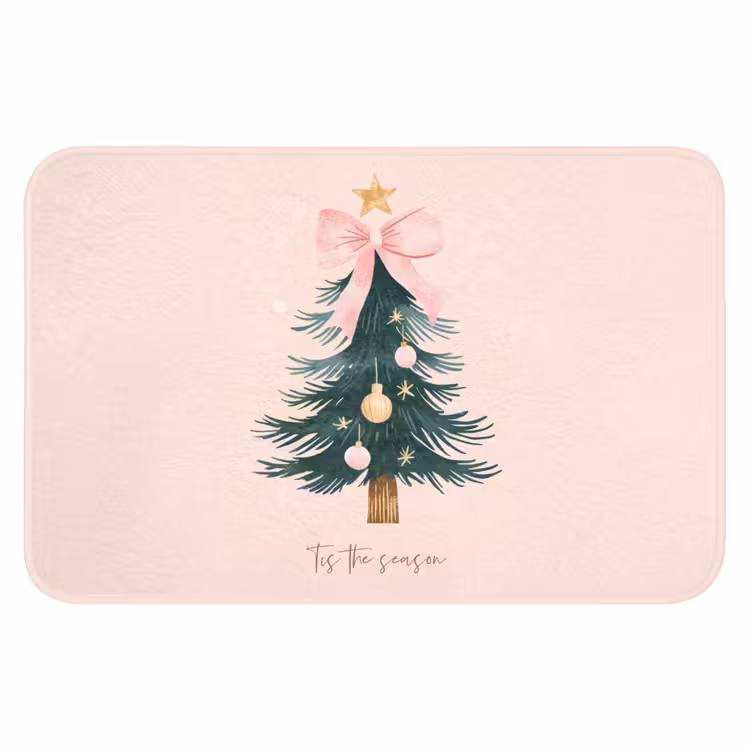 Badmat - Christmas Season - Kerst - Kerstboom - Roze — 1