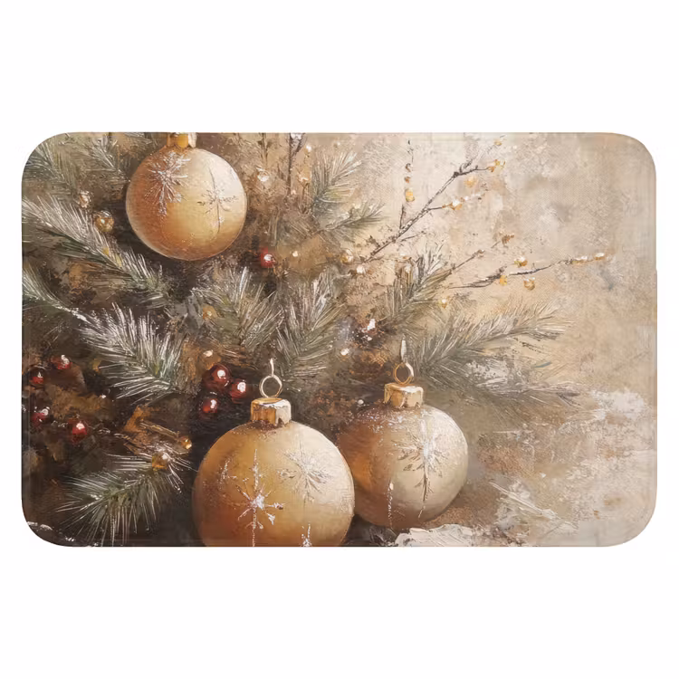 Badmat - Kerst - Kerstballen - Beige - Goud — 1