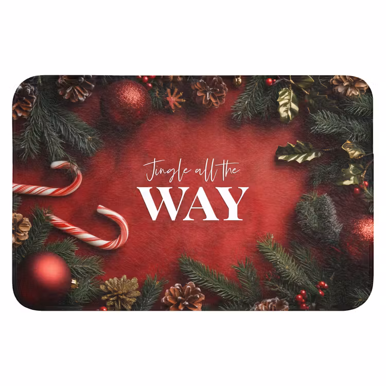 Badmat - Kerst - Quote - Rood - Kerstballen — 1