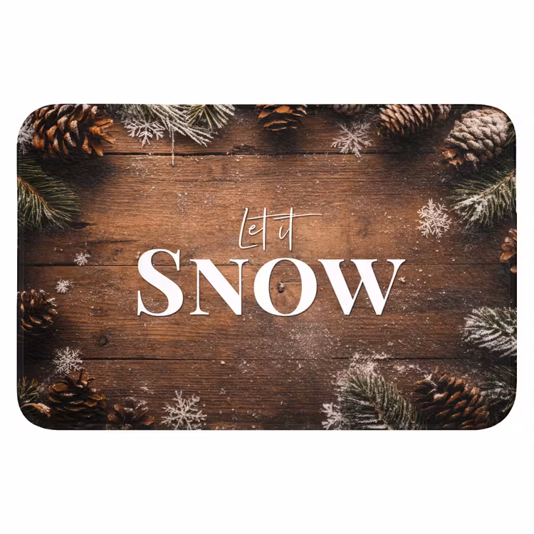 Badmat - Sneeuw - Houtlook - Quote - Let it snow — 1