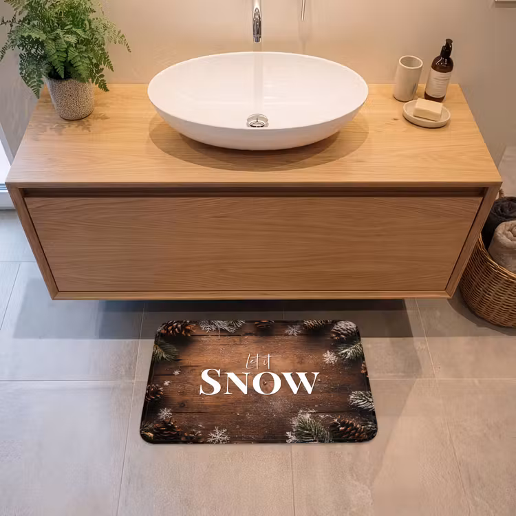 Badmat - Sneeuw - Houtlook - Quote - Let it snow — 2