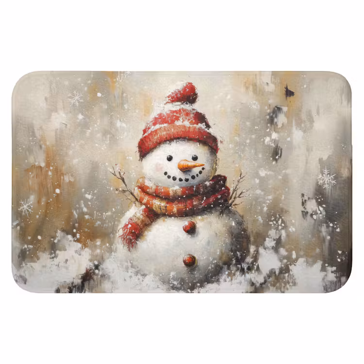 Badmat - Sneeuwpop - Winter - Sneeuw - Beige — 1