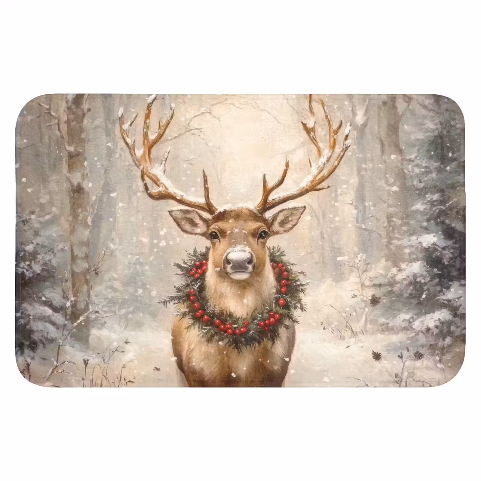 Badmat - Kerst - Rendier - Winter - Krans — 1