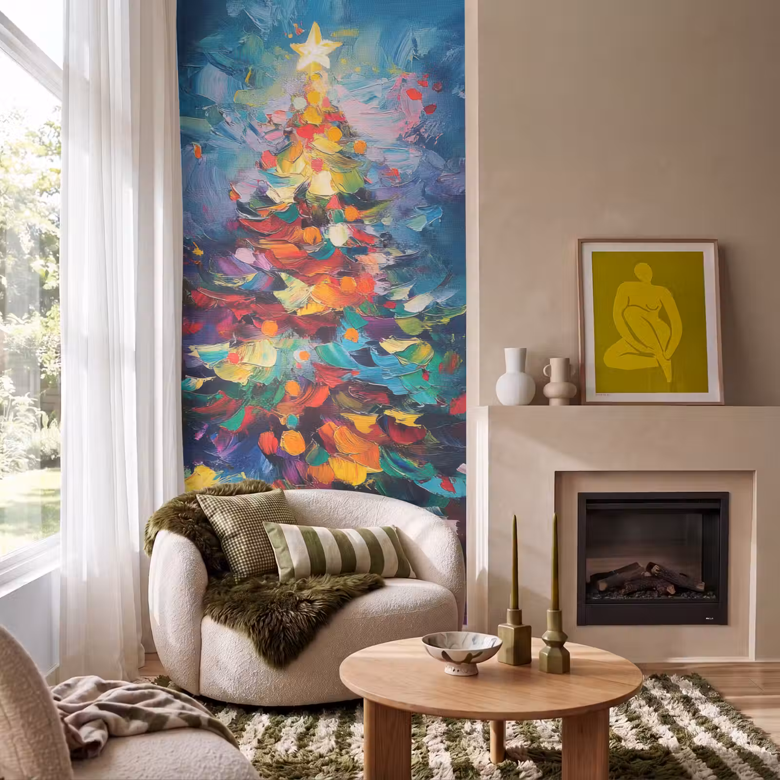 Behang - Kerstboom - Kerst - Abstract - Kleurrijk — 1