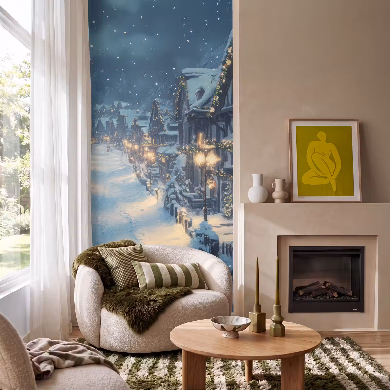 Behang - Kerstdorp - Kerst - Sneeuw - Winter — 1
