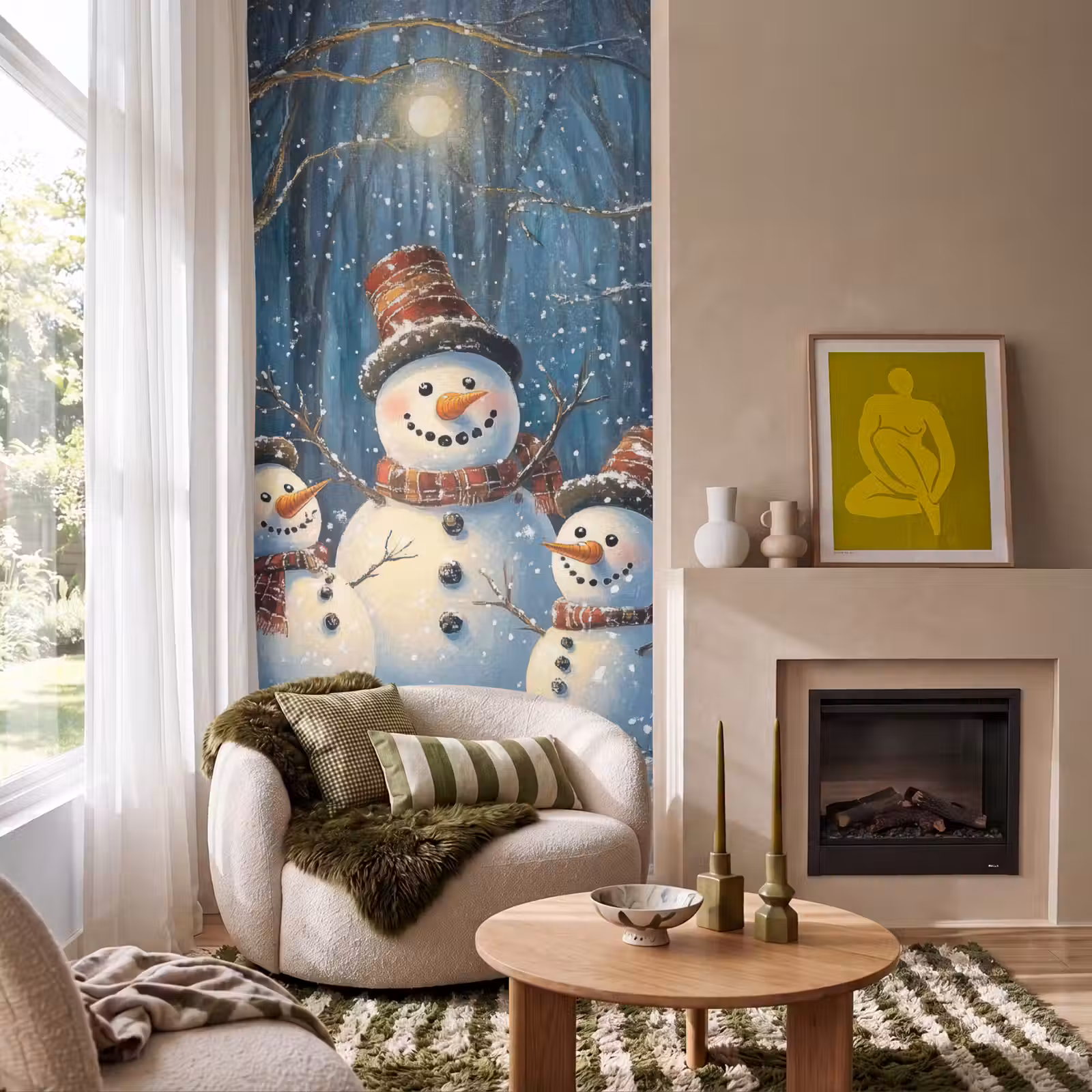 Behang - Sneeuwpop - Sneeuw - Winter - Bos — 1