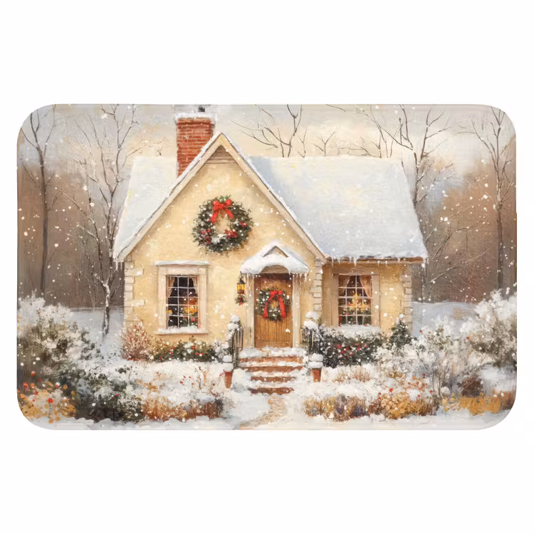 Badmat - Kerst - Huis - Winter - Sneeuw — 1