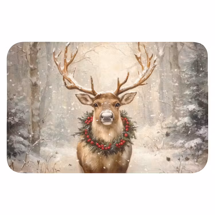 Badmat - Kerst - Rendier - Winter - Krans — 1