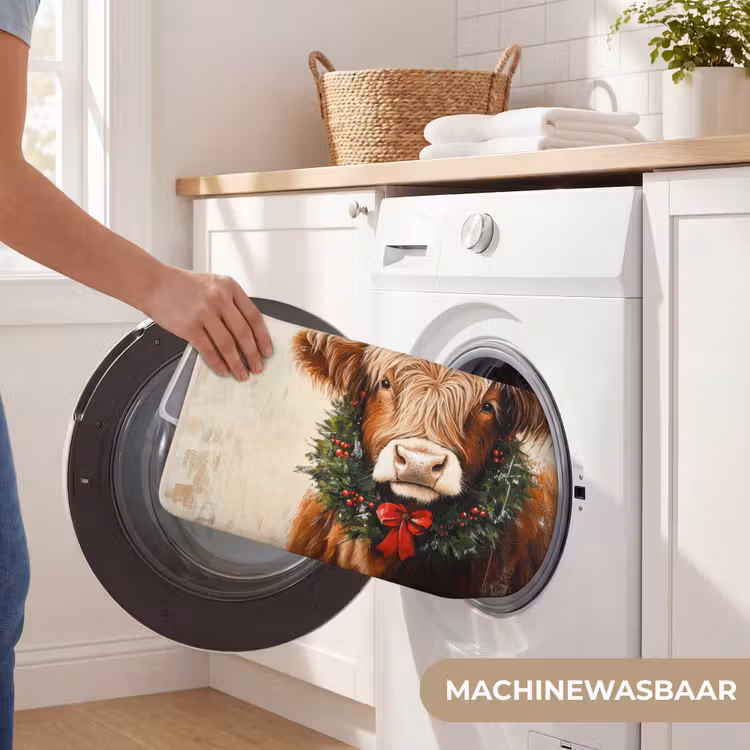 Badmat - Kerst - Schotse Hooglander - Bruin - Krans — 7